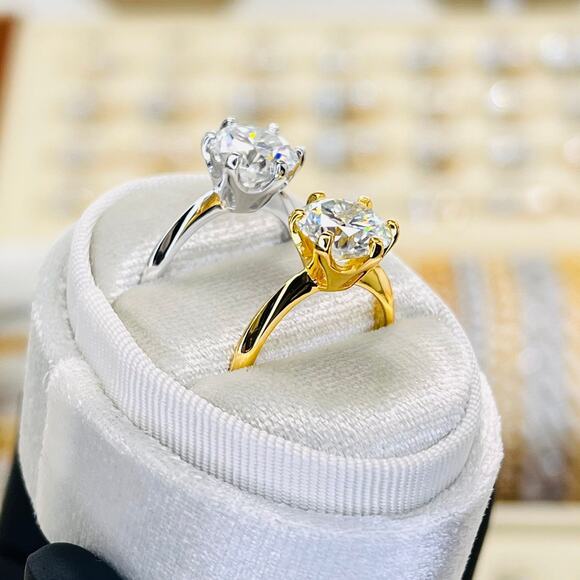 3ctw Moissanite Solitaire Classic Engagement Ring - Picture 3 of 6